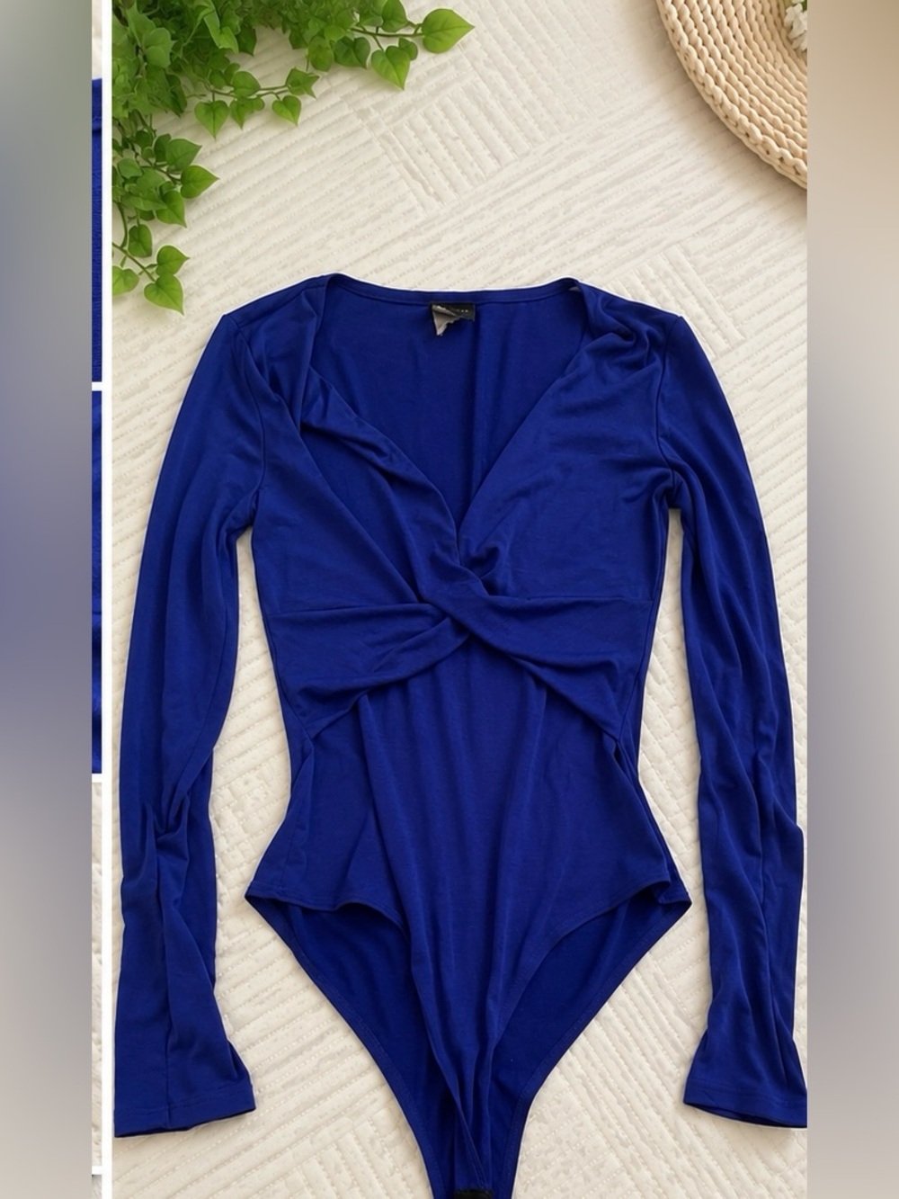 privy Royal Blue Long-Sleeve Twist-Front Bodysuit